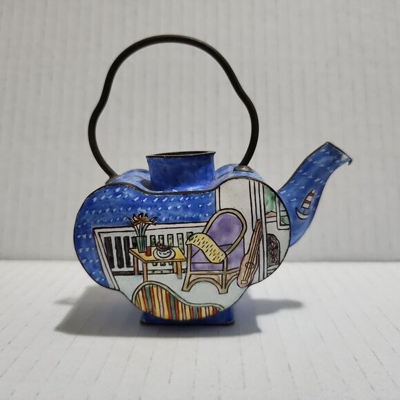 Empress Arts Miniature Metal Enamel Teapot Chair Guitar Table Balcony Ocean - Picture 3 of 9